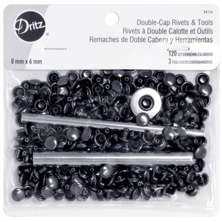 Dritz Double-Cap Rivets & Tools, 120 Sets Nickel