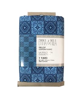 Camelot Cotton Mila & Emma Blue Tile 4pc 1 yard Pre-Cuts