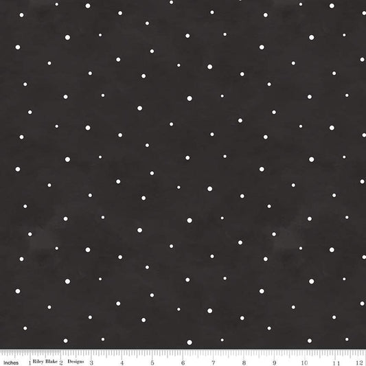 Flannel Hello Winter Dots Black