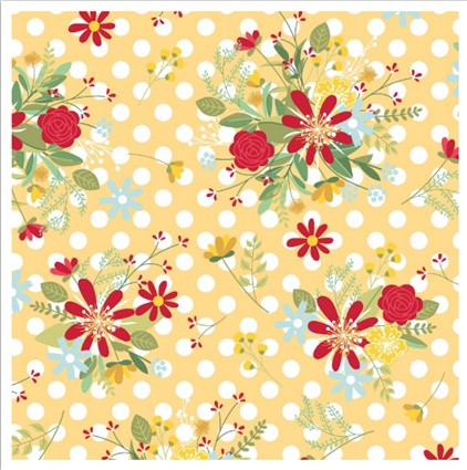 Kimberbell Red, White, & Bloom Polka Dot Flower Yellow