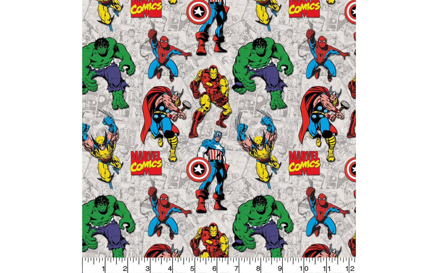 Camelot Cotton Marvel Superimposed Characters 4 pc 1 yard Pre-Cuts